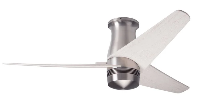 Modern Fan VEL-FM-BN-48-WW-NL-WC Velo Flush DC 48″ Ceiling Fan, Wall Control, Bright Nickel with Whitewash Blades