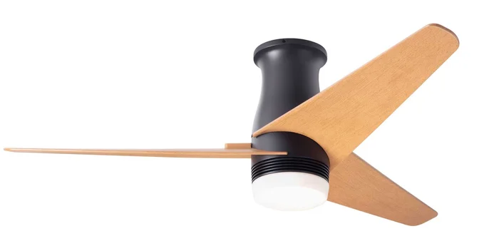 Modern Fan VEL-FM-DB-48-MP-853-CC Velo Flush DC 48″ Ceiling Fan with 17W LED Light, Wall/Remote Control Combo, Dark Bronze with Maple Blades