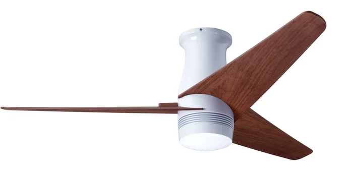 Modern Fan VEL-FM-GW-48-MG-NL-WC Velo Flush DC 48″ Ceiling Fan, Wall Control, Gloss White with Mahogany Blades