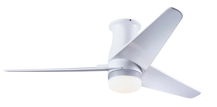 Modern Fan VEL-FM-GW-48-WH-853-WC Velo Flush DC 48″ Ceiling Fan with 17W LED Light, Wall Control, Gloss White with White Blades