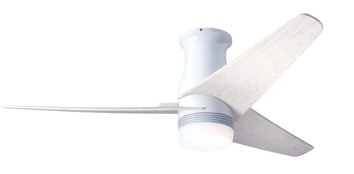 Modern Fan VEL-FM-GW-48-WW-853-CC Velo Flush DC 48″ Ceiling Fan with 17W LED Light, Wall/Remote Control Combo, Gloss White with Whitewash Blades