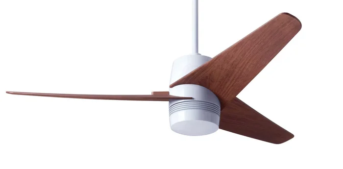 Modern Fan VEL-GW-48-MG-NL-RC Velo DC 48″ Ceiling Fan, Remote Control, Gloss White with Mahogany Blades