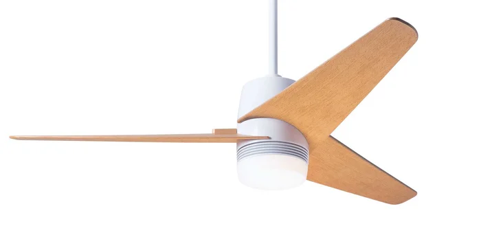 Modern Fan VEL-GW-48-MP-853-WC Velo DC 48″ Ceiling Fan with 17W LED Light, Wall Control, Gloss White with Maple Blades