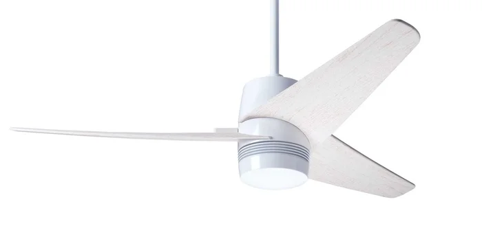Modern Fan VEL-GW-48-WW-NL-RC Velo DC 48″ Ceiling Fan, Remote Control, Gloss White with Whitewash Blades