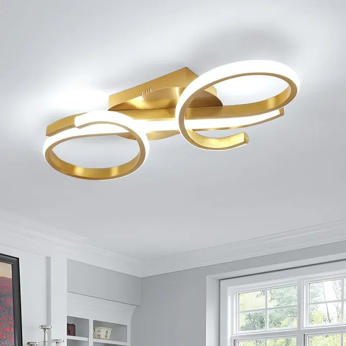 Modern LED Ceiling Light – 36W Creative Gold Ceiling Lamp, 6500K Cool White, Luxury Metal & Silicone Design for Bedroom, Kitchen, Living Room & Dining Room