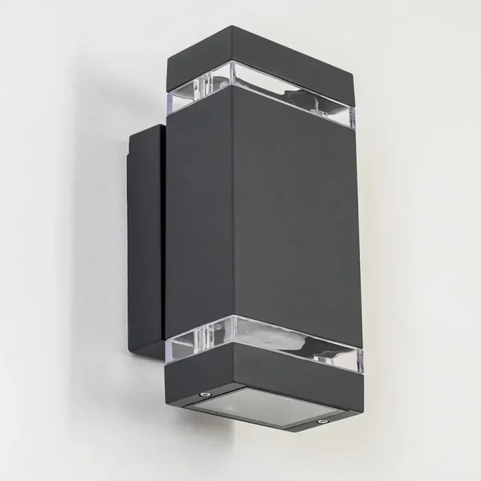 Modern Up & Down Black Outdoor Wall Light with GU10 Bulbs