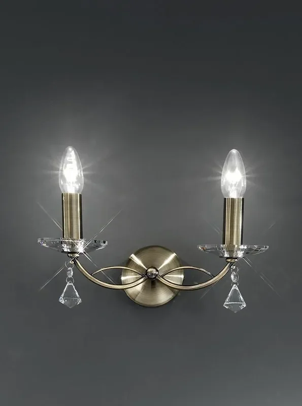 Monaco 2 Light Bronze with Crystal Scones Wall Light