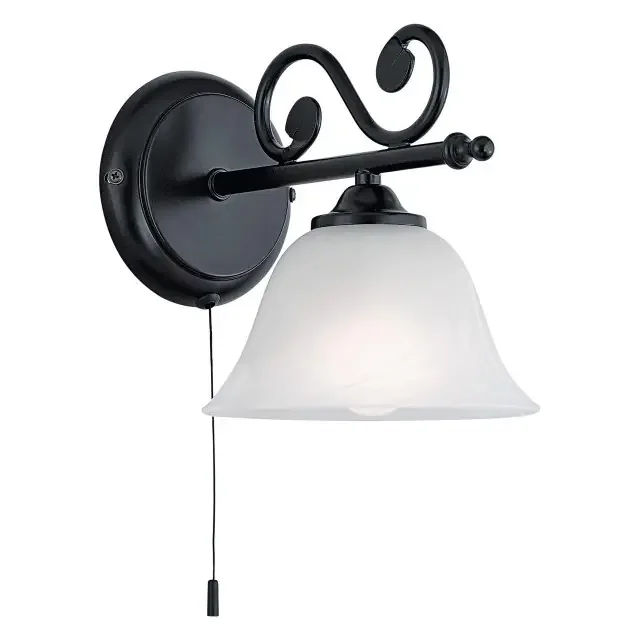 Murcia Black with White Alabaster Glass Shade Wall Light