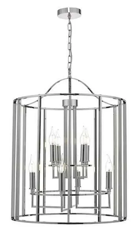 Myka 8 Light Polished Chrome Lantern Pendant Light