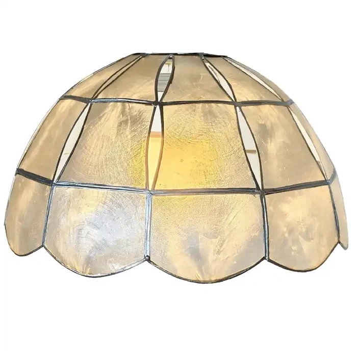 Natural Opaque Capiz Shell Art Deco Vintage Easy Fit Dome Pendant Shade 26cm