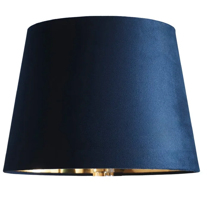 Navy Blue Velvet and Gold Inner Modern Easy Fit Tapered Drum Lampshade 250mm