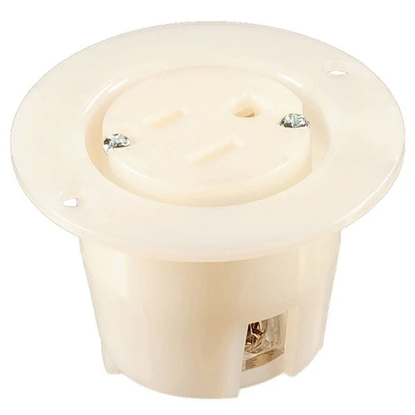 NEMA 5-15R Flanged Recessed Straight Blade 125V 15A Receptacle