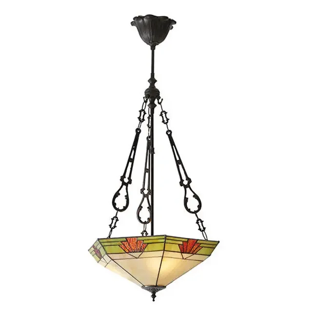 Nevada 3 Light Dark Bronze Inverted Tiffany Pendant Light