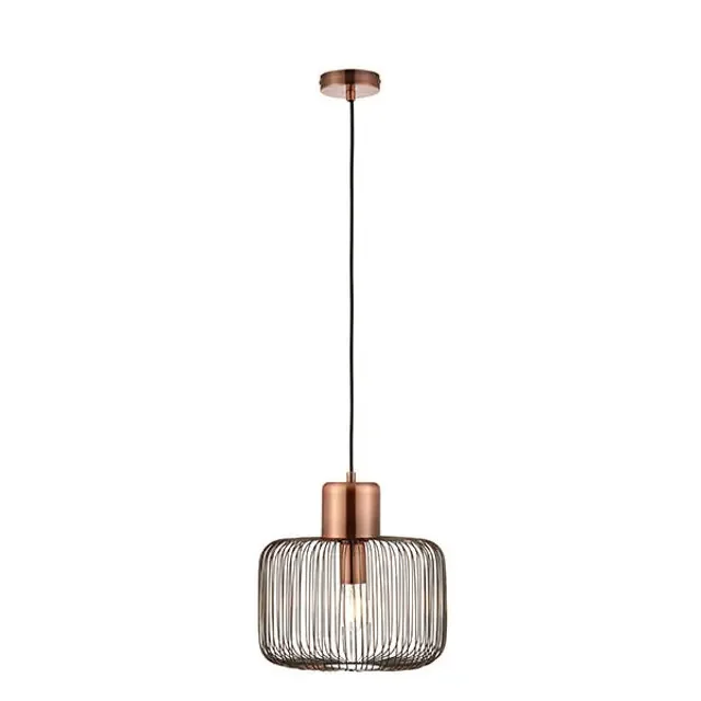 Nicola Antique Copper with Black Metal Square Cage Pendant Light