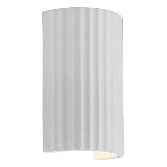 Nilak White Gypsum Modern Up & Down Curved Ribbed Wall Light 18cm