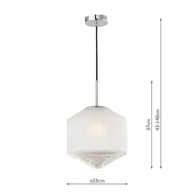 Nisha Polished Chrome And Frosted Clear Glass Pendant Light
