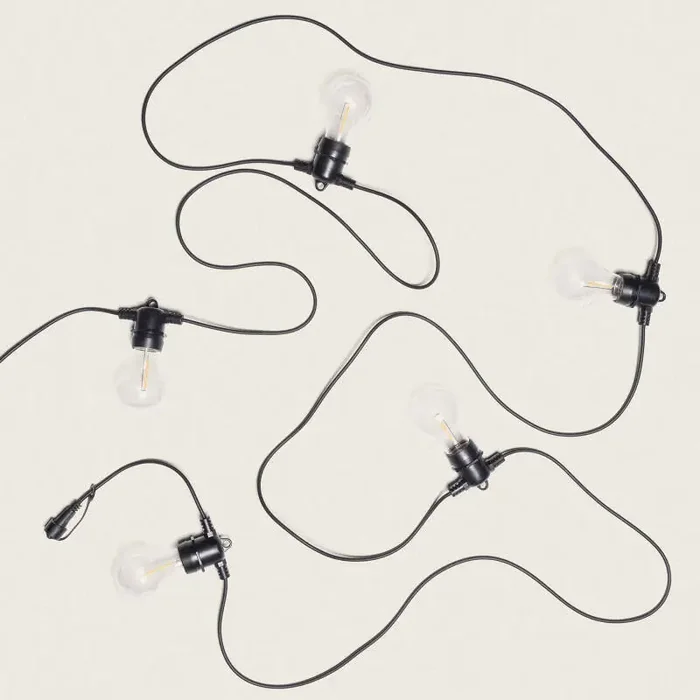 [NO ACTIVAR] KIT Outdoor 5m Garland in Black + 5 24V E27 LED Filament Bulbs – Ledkia