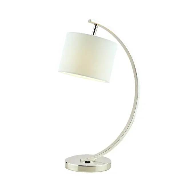 Noah Brushed Chrome with White Shade Table Lamp