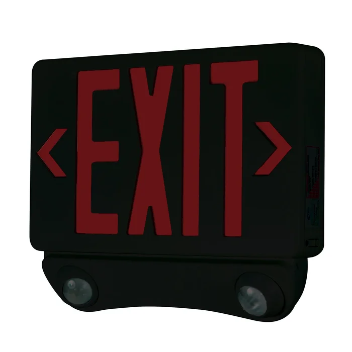 Nora Lighting NEX-730-LED/RB LED Exit and Emergency Combination With Adjustable Heads Letters / Black Housing – Black