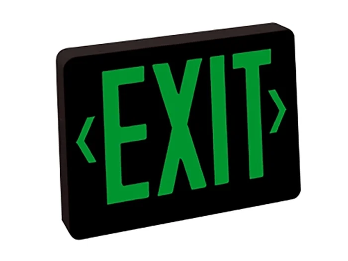 Nora Lighting NX-503-LED/BG Thermoplastic LED Exit Sign, AC Only, Black Housing with Green Letters