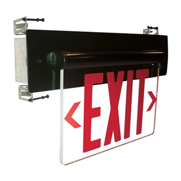 Nora Lighting NX-814-LEDRMB LED Exit Sign, 2-Circuit, Single Face/Mirrored Acrylic, Black Housing with Red Letters
