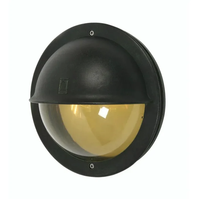 Oaks 720 BK Apley Black Outdoor Vintage Round Eyelid Bulkhead Wall Light 27cm
