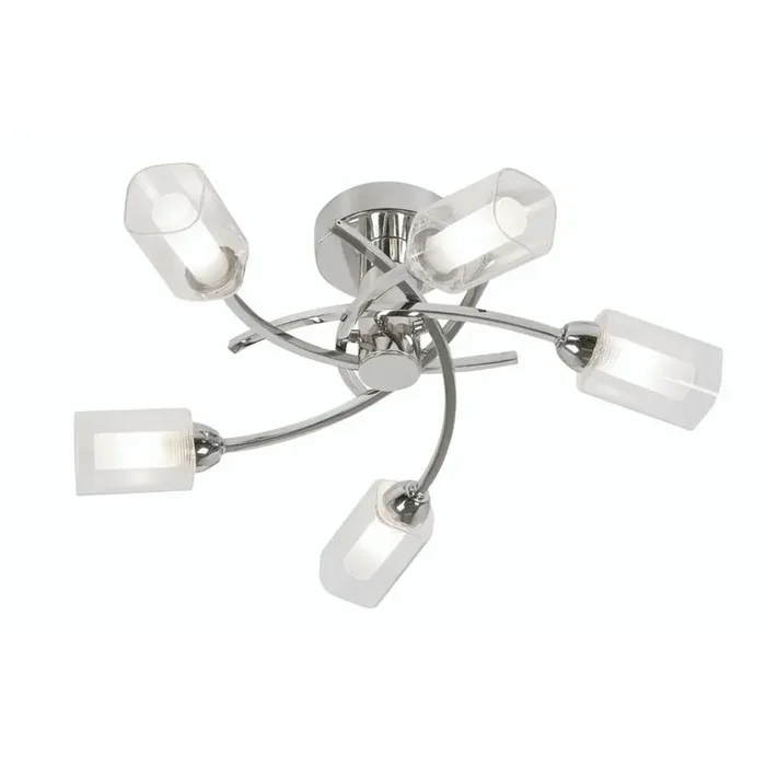 Ofira Polished Chrome 5 Lamp Semi Flush with Glass Shades