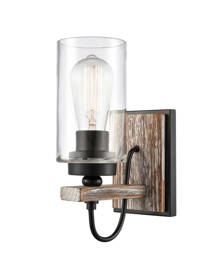 One Light Wall Sconce in Matte Black (405|442-1W-BK-CL)
