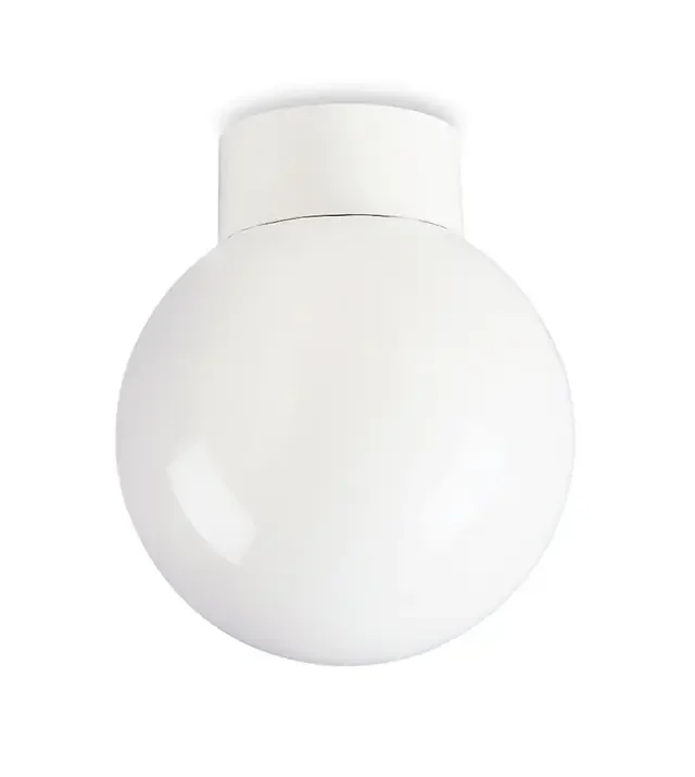 Opal Glass Sphere with White Base 18cm Semi-Flush Ceiling Light