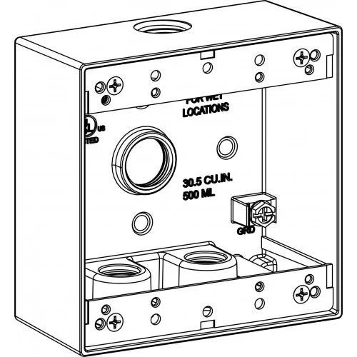 Orbit 2B50-4 2-Gang Weatherproof Box 4 1/2″ Hubs 2″ Deep – Gray