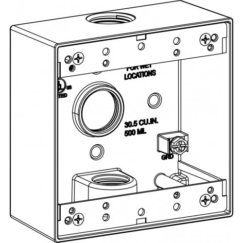 Orbit 2B75-3-W 2-Gang Weatherproof Box 3 3/4″ Hubs 2″ Deep – White