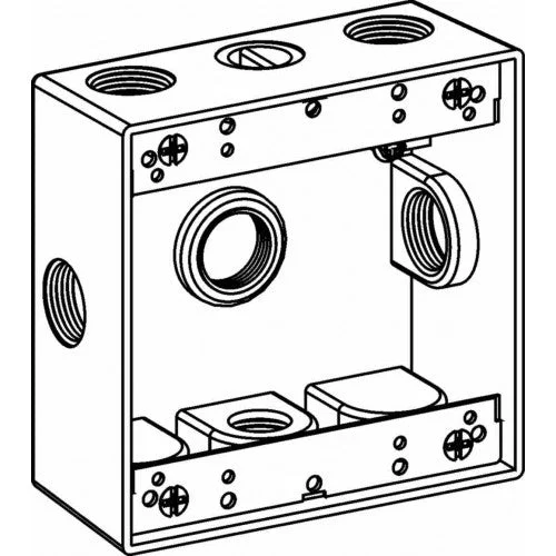 Orbit 2B75-6X 2-Gang Weatherproof Box 6 3/4″ Hubs 2″ Deep – Gray