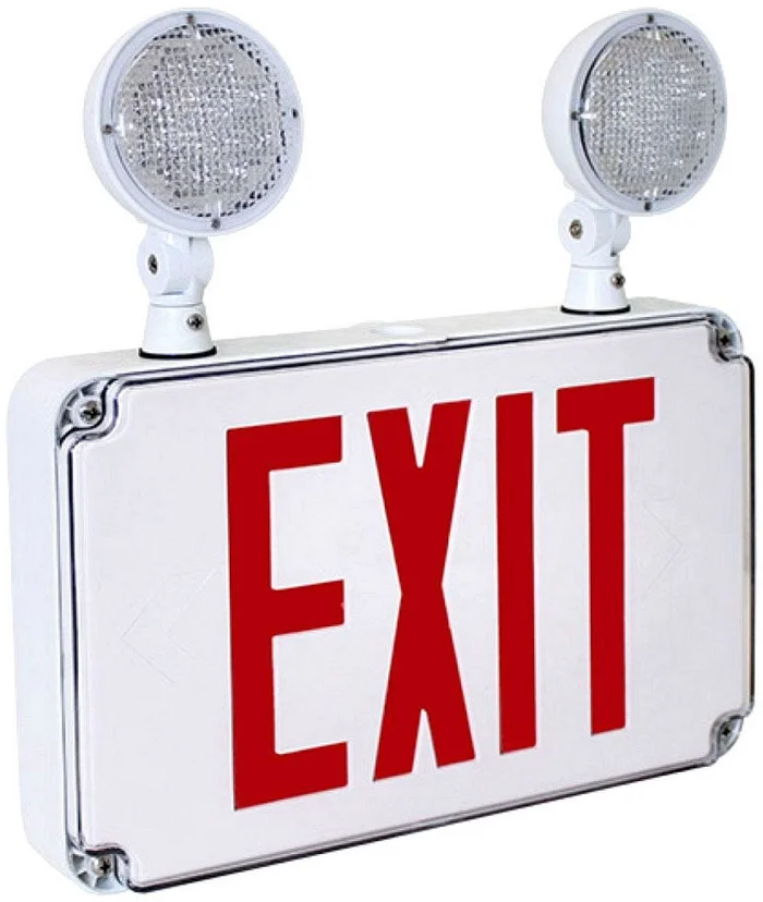 Orbit EESL2L-R-2-RC Micro Led Wet Loc. Em. & Exit Combo, Wh Hsg, 2f, Rd Ltrs, Rc