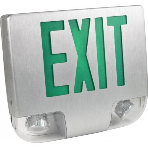 Orbit EESLA-LED-B-A-1-G LED Die-Cast AL Emergency & Exit Combination, Black Housing, Aluminum Faceplate, 1 Face, Green Letters