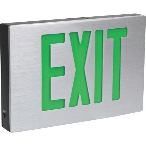 Orbit ESLA-A-B-2-G-EB-TP LED Cast Aluminum Exit Sign, Aluminum Housing, Black Faceplate, 2 Face, Green Letters, Battery Back-Up, Tamper-Proof