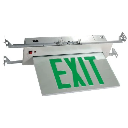 Orbit ESRE-W-2-R-EB LED Recessed Edgelit Exit Sign, White Casing, 2 Face, Red Letters, Battery Back-Up