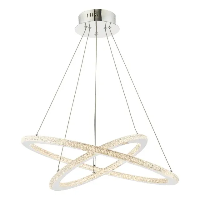 Orion 2 Light Polished Chrome LED Ringed Pendant Light