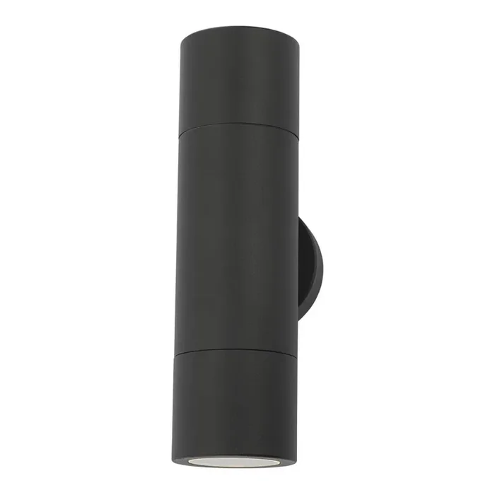 Ortega LED Matt Black Outdoor Modern Cylinder Up & Down Wall Light
