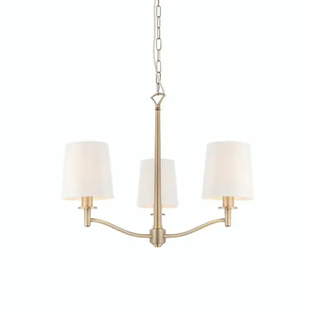 Ortona 3 Light Matt Antique Brass with Vintage White Shade Pendant Light