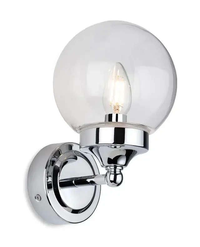 Oscar Chrome with Clear Glass IP44 Wall Light