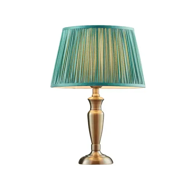 Oslo and Freya Antique Brass with Fir Shade 48cm Table Lamp