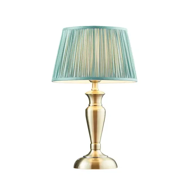 Oslo and Freya Antique Brass with Fir Shade 52.5cm Table Lamp