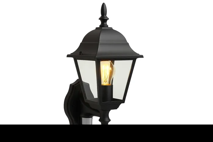 Outdoor PIR Wall Lantern Sensor Light – 4-Sided Motion Security – Black