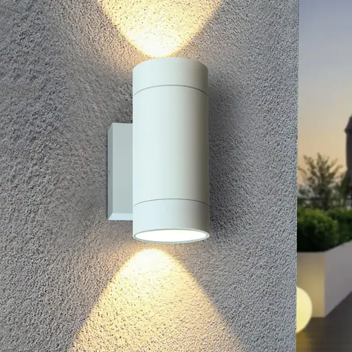 Outdoor Wall Light – IP54 Waterproof Up & Down Wall Sconce, White Aluminium, Mains Powered GU10 Garden Light for Porch & Garage