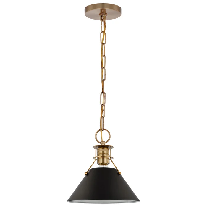 Outpost One Light Pendant in Matte Black / Burnished Brass (72|60-7521)