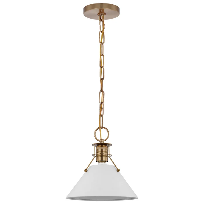 Outpost One Light Pendant in Matte White / Burnished Brass (72|60-7522)
