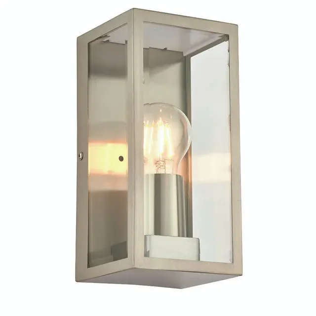 Oxford Brushed Stainless with Clear Glass IP44 Wall Light