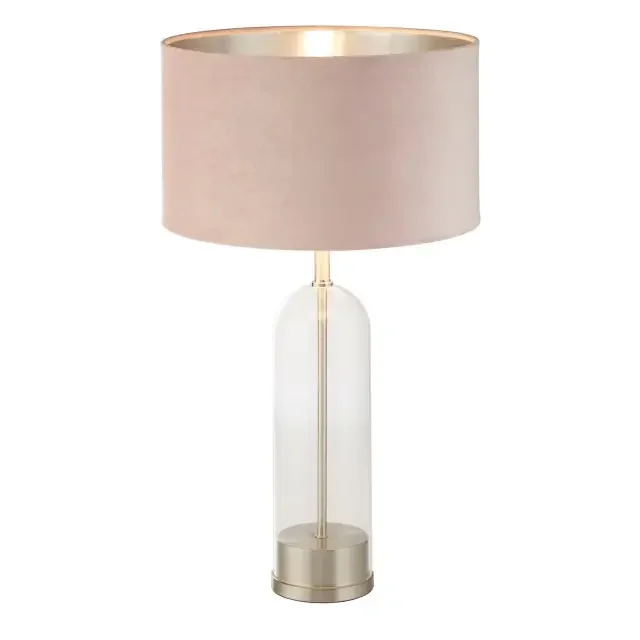 Oxford Satin Nickel with Pink Shade Table Lamp