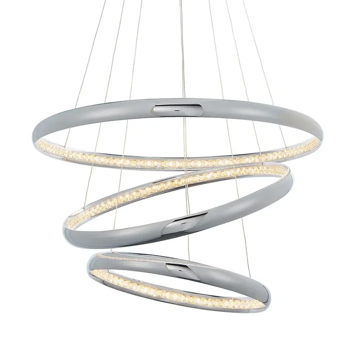 Ozias 3 Light Ring Pendant in Chrome With Integrated LED Under Crystal Detailing (Endon 90292)