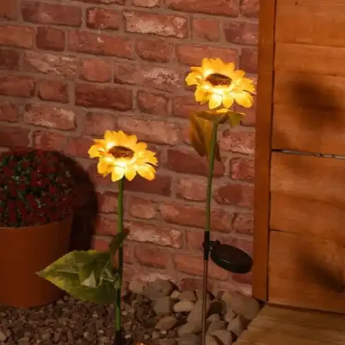 Pack of 2 Solar Sunflower Stake Lights